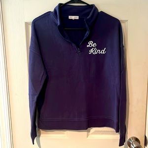 Navy blue quarter zip sweatshirt